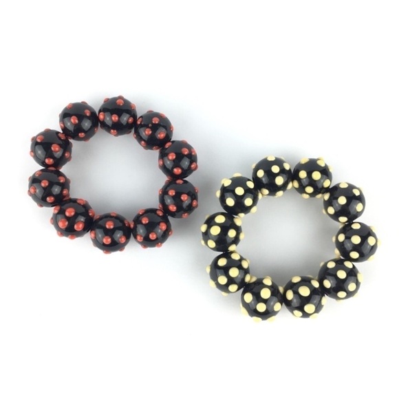 WORLD MARKET Stretchy Bracelets Bauble Bead Dots Boho Chunky Y2K Style Set of 2 - Picture 1 of 3
